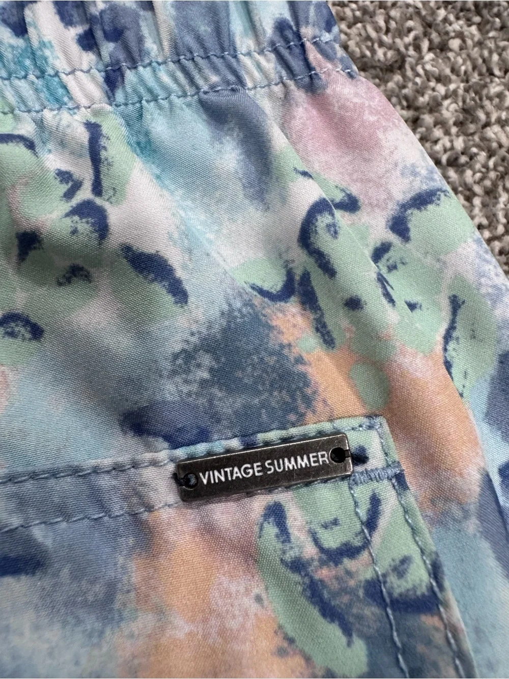 Men's Floral Swim Trunks - Pastel Blue Pink Print